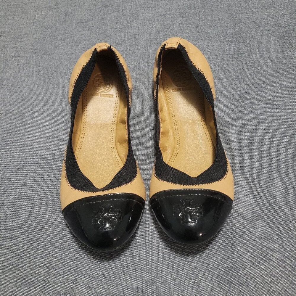 Women's Tory Burch Gabby Shoes Flats Black Ballet Beige